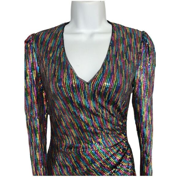 BCBGMAXAZRIA Rainbow Sequin Mini Dress Size XS. - Picture 2 of 6